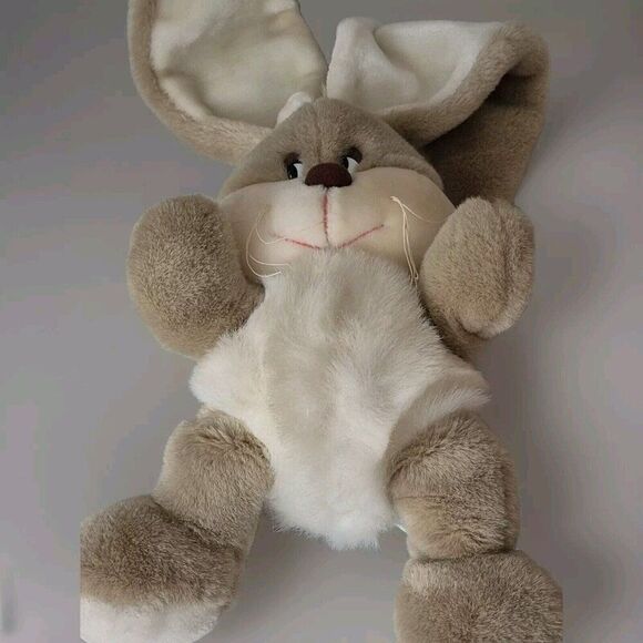 14" vintage Korea Yangjee GRAY TAN WHITE BUNNY RABBIT plush stuffed - Picture 6 of 9